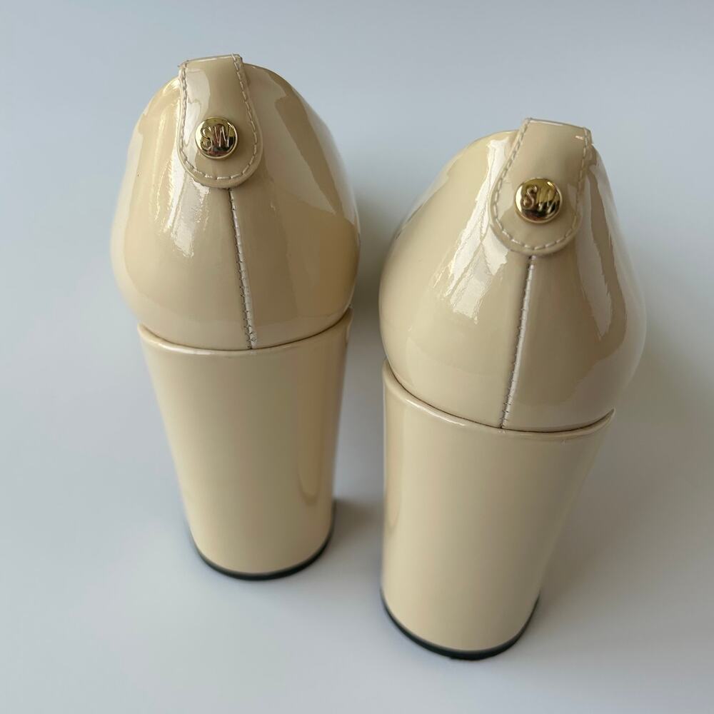 Stuart Weitzman Nude Patent Peep Toe Block Heel Pumps Spritely Size 8.5 M Spain - Picture 14 of 15